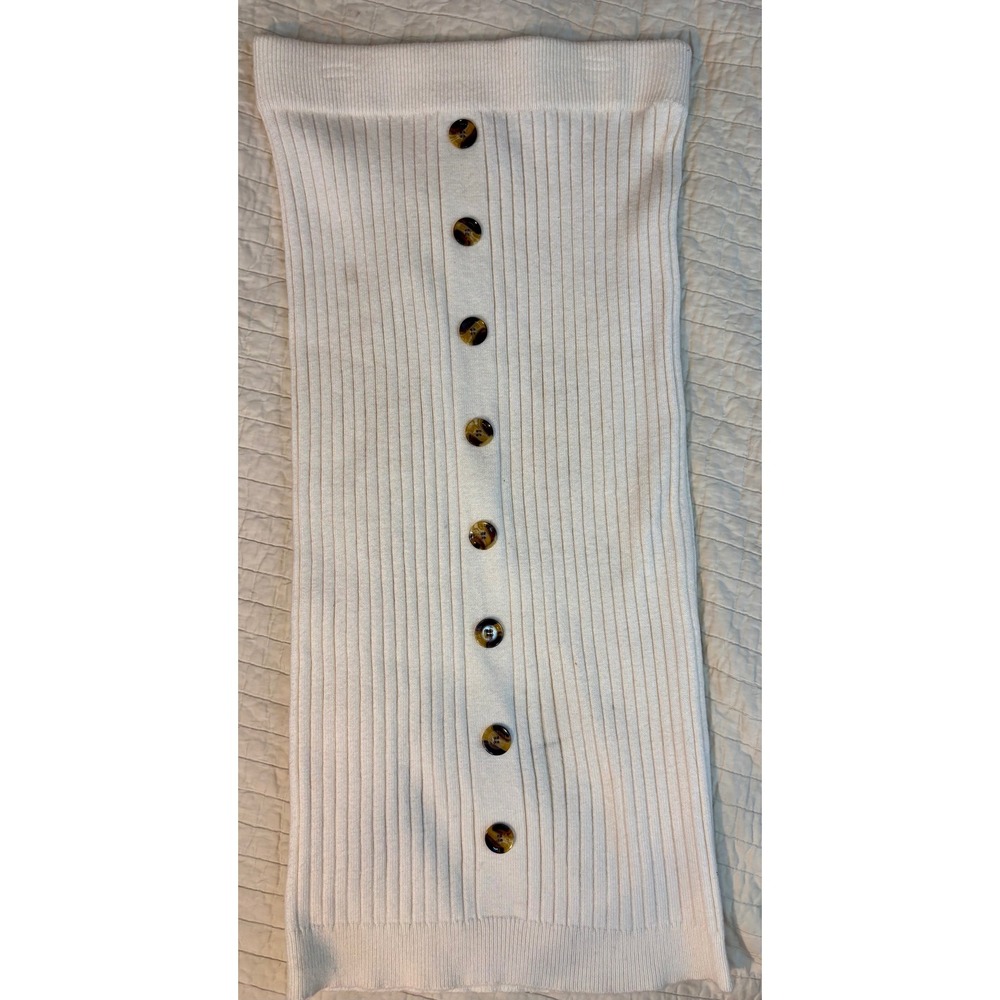 Forever 21 Ribbed Knit Button Front Tube Top Cream Off White Large